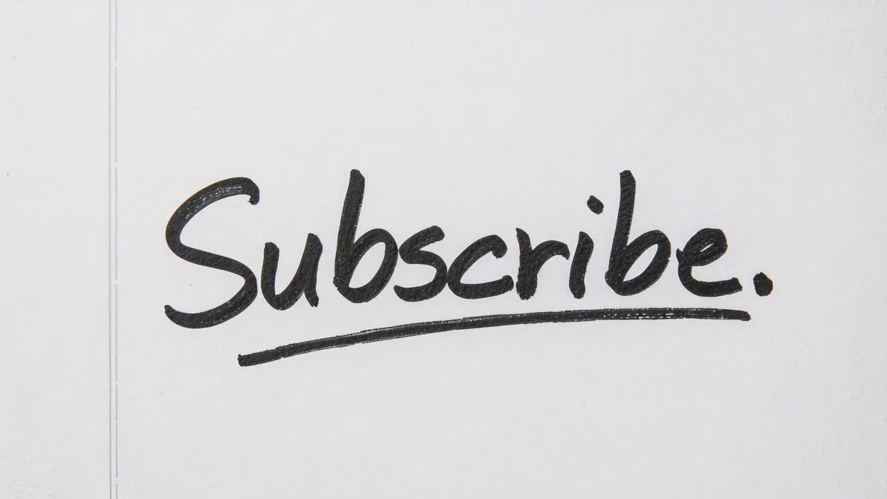 Zooming camera showing handwritten Subscribe