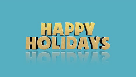 cartoon happy holidays text on blue gradient