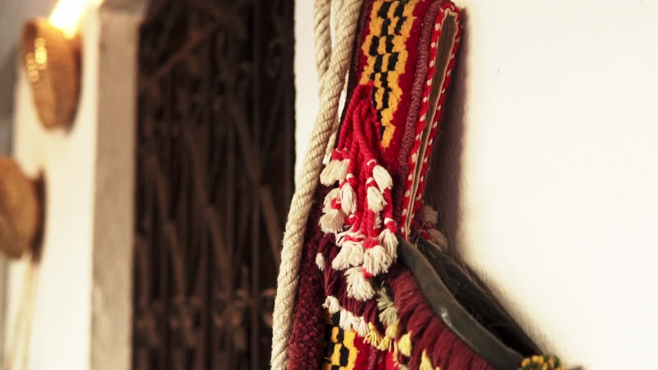 Jaquima, wool object to insert the donkey's mouth