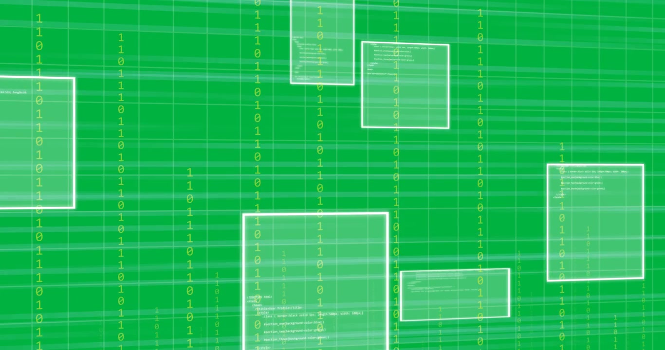 Animazione di elaborazione dati su sfondo trasparente.