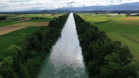 the aare after passing aarberg in straight direction to the lake of biel