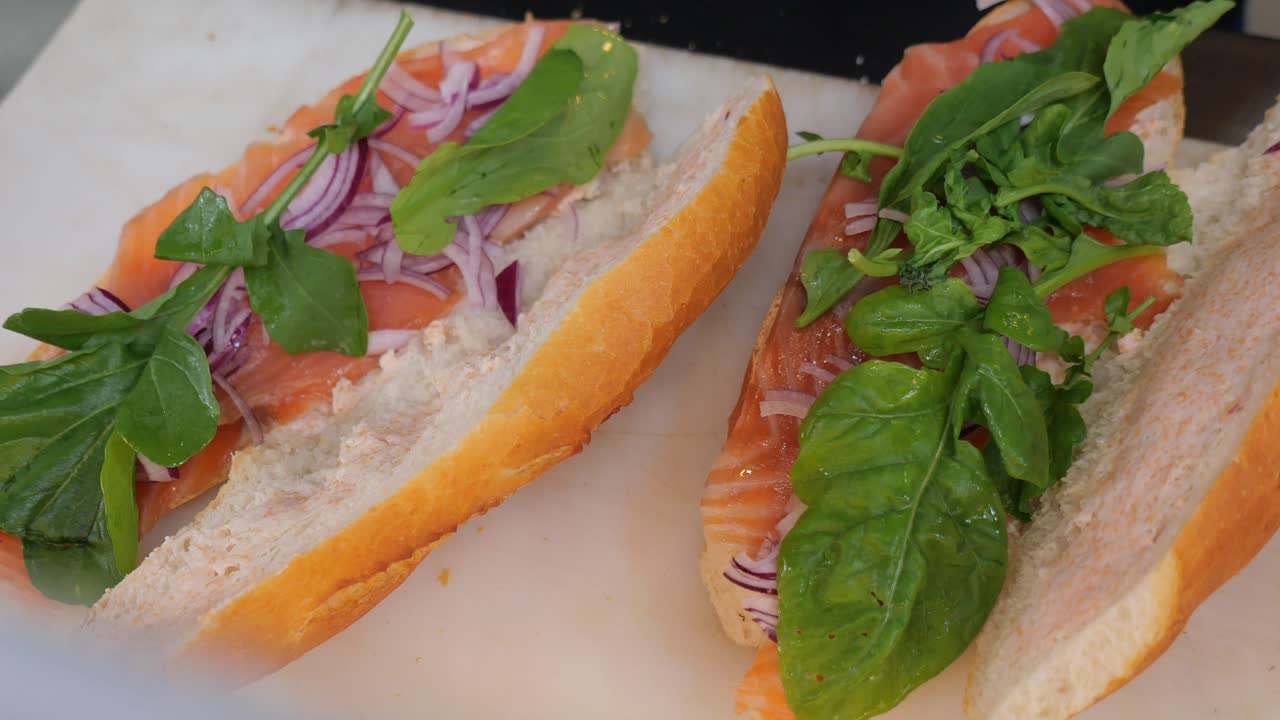 Salmon Baguette Sandwich