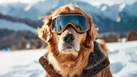 a dog wearing a pair of ski goggles in the snow