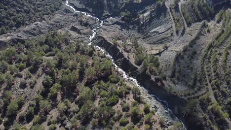 aerial view over troodos mountain range in cyprus