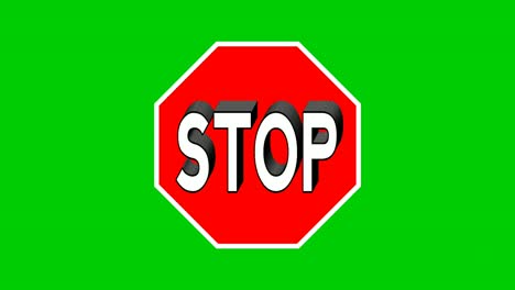 stop text animation motion graphics sign symbol on green screen