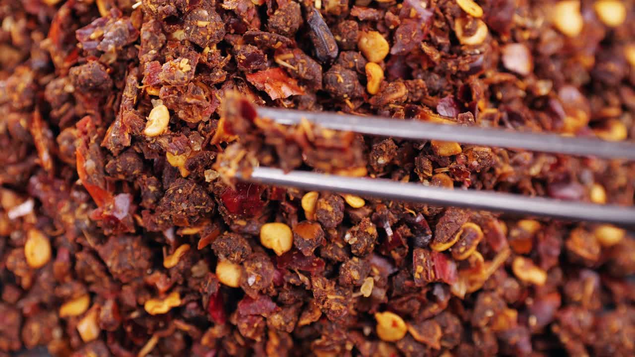 은 칠리 플레이크의 클로즈업