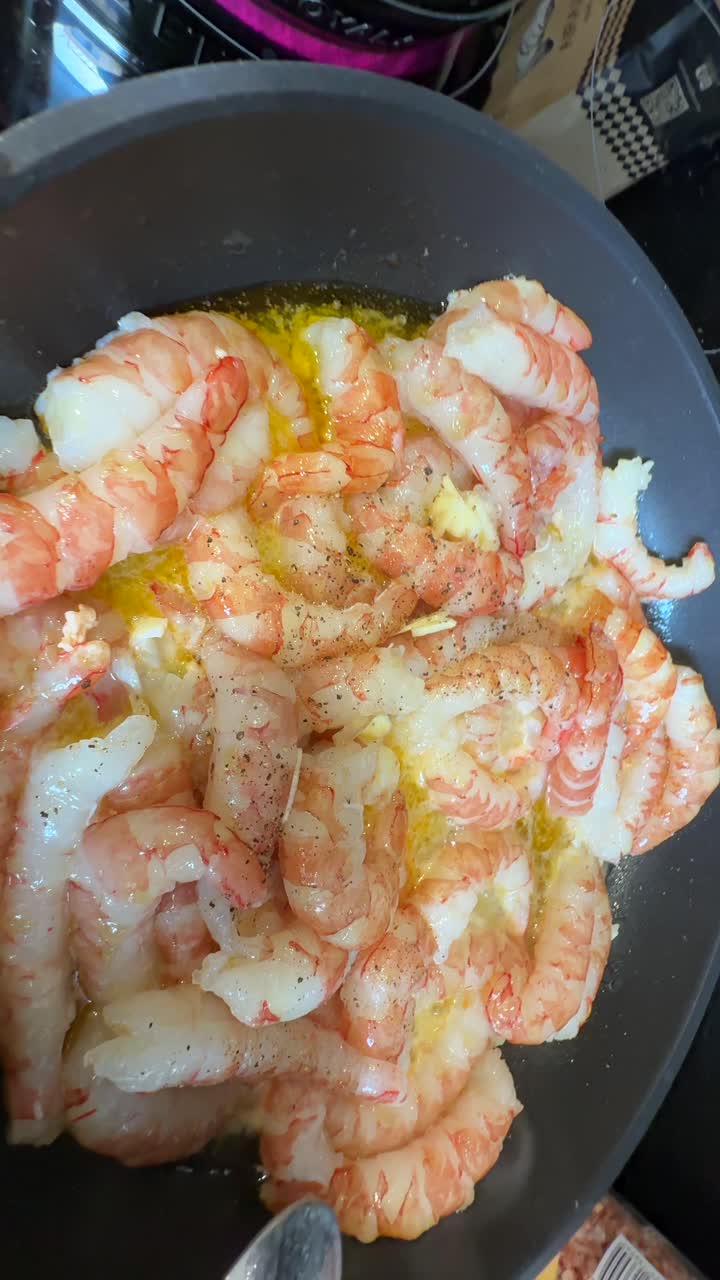 Shrimp Cooking in Pan
