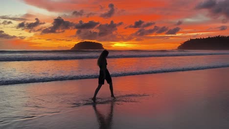 paseo por la playa al atardecer