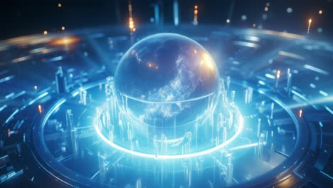 futuristic globe in technological system