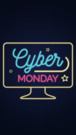 una animación de una venta de cyber monday de fondo de estilo neón