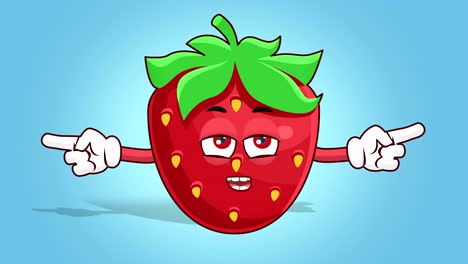 cartoon strawberry face animation double side pointer unhappy speak with alpha matte