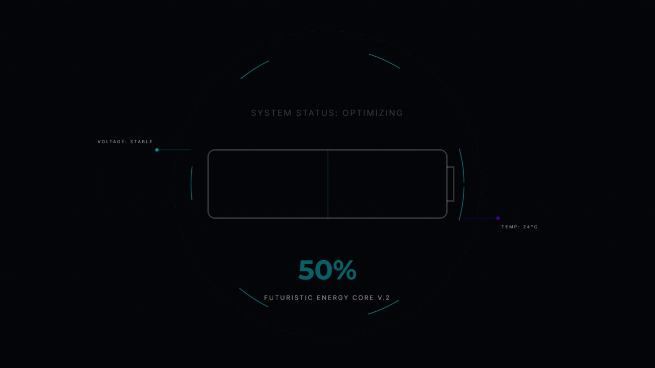 Interfaccia futuristica di ricarica batteria con progresso di caricamento