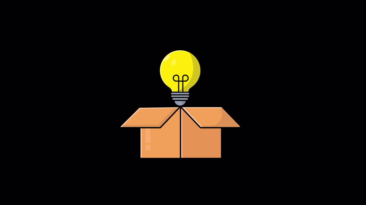 Animated Light Bulb Appearing from Cardboard Box