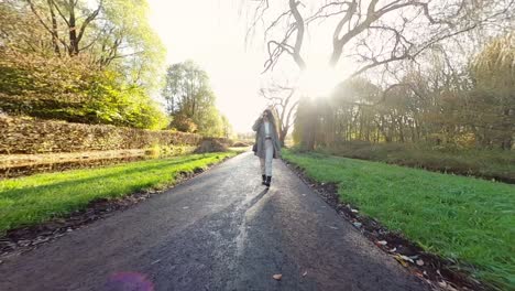 Gimbal-shot-of-autumn-stroll-in-Amsterdam's-Vondelpark