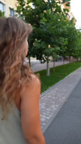 woman walking in city