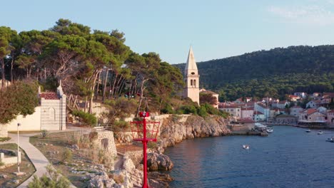 veli coastal town on lošinj island, croatia, aerial view