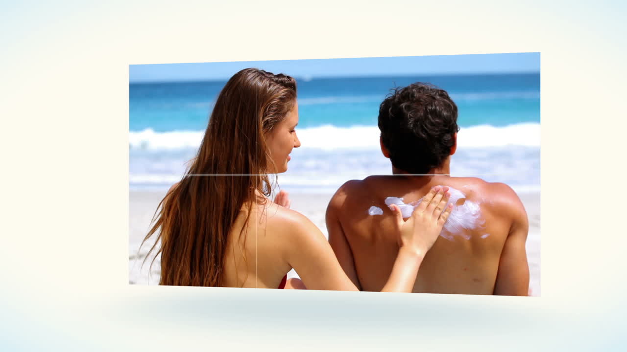 Couple tanning on the beach