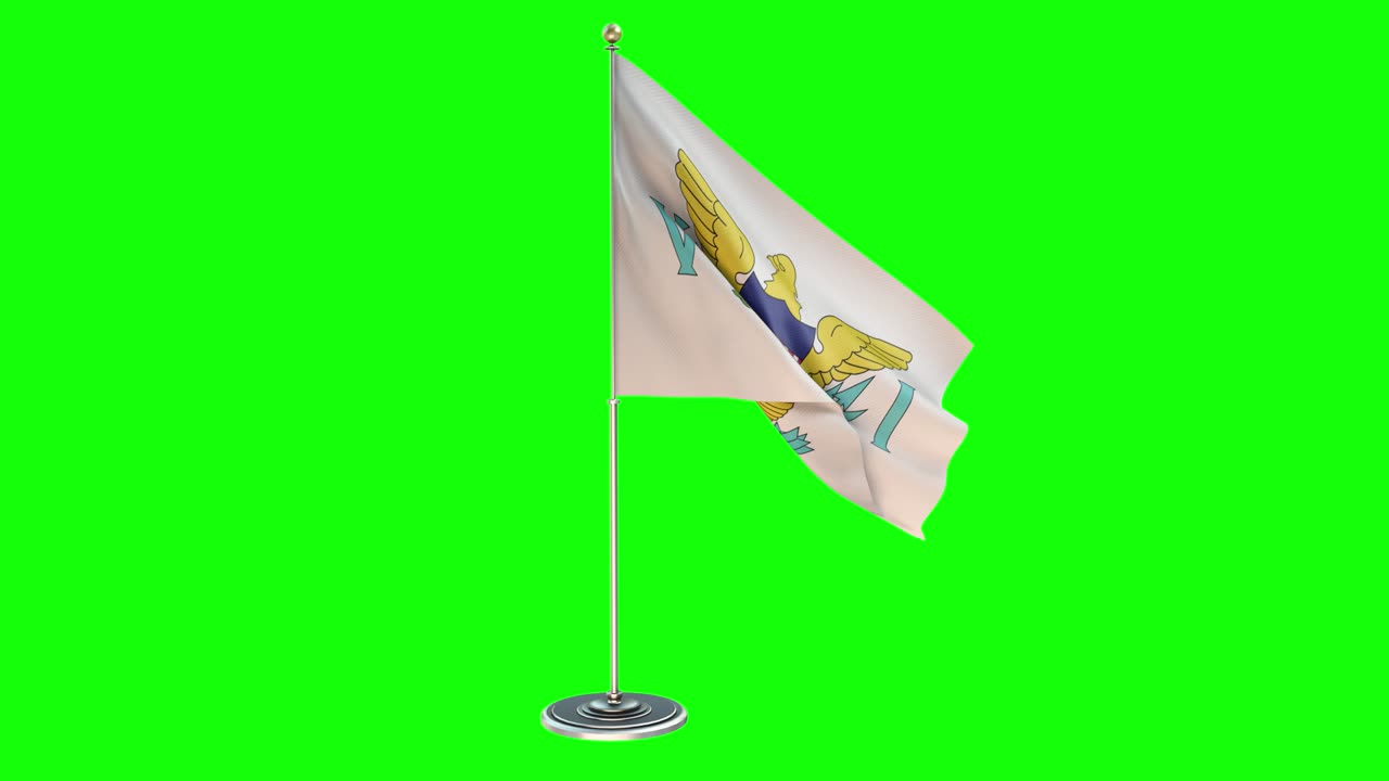 islas vírgenes estados unidos ilustración 3d de la bandera ondeando en un poste con croma