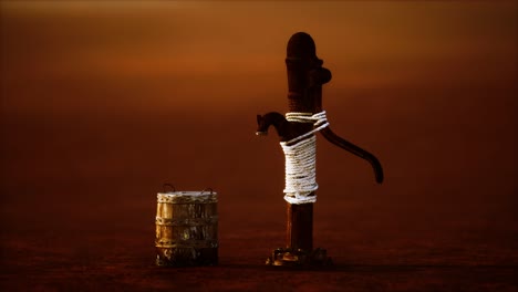 old rusted metal well in desert