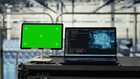 mockup device in data center with supercomputers gear built for ai