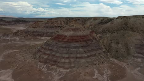 Aerial-View-Of-Eroded-Bentonite-Hills-In-Utah---drone-shot