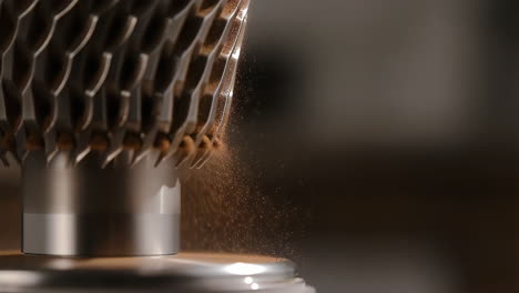 close-up of coffee grinder in action, dispensing freshly ground coffee