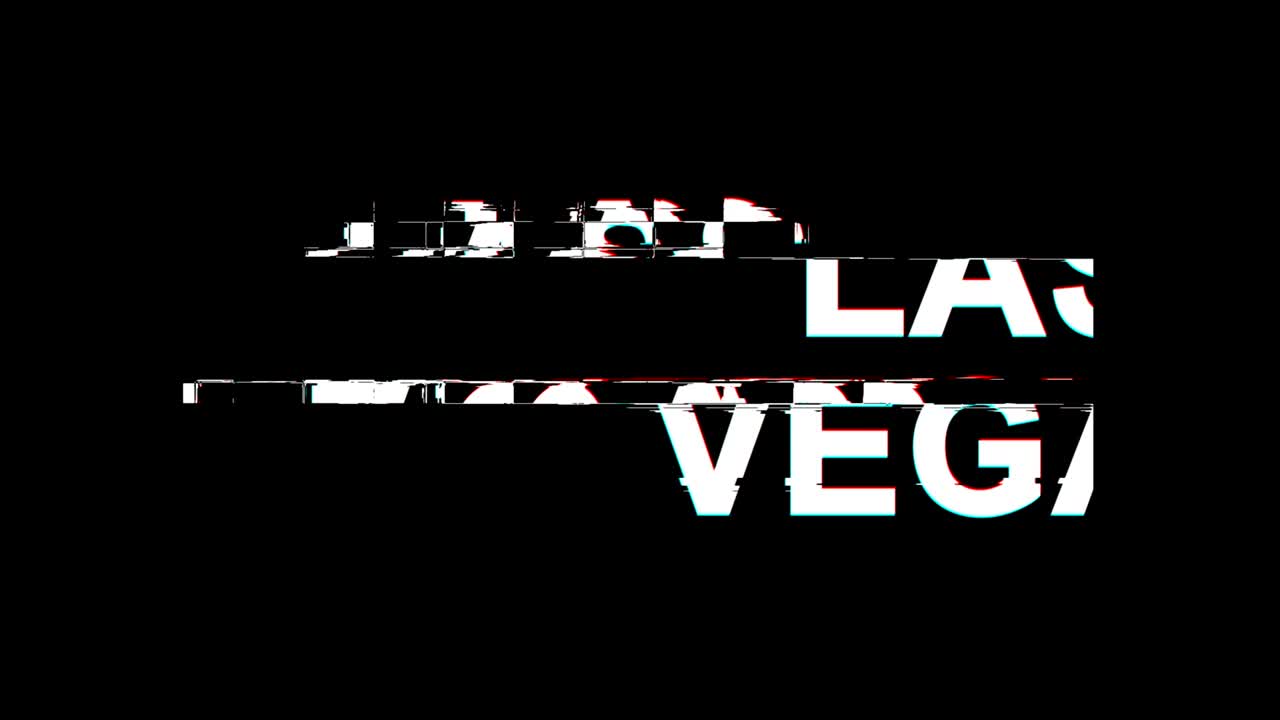 las vegas efecto glitch texto distorsión de televisión digital animación en bucle 4k