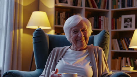 smiling senior woman in armchair