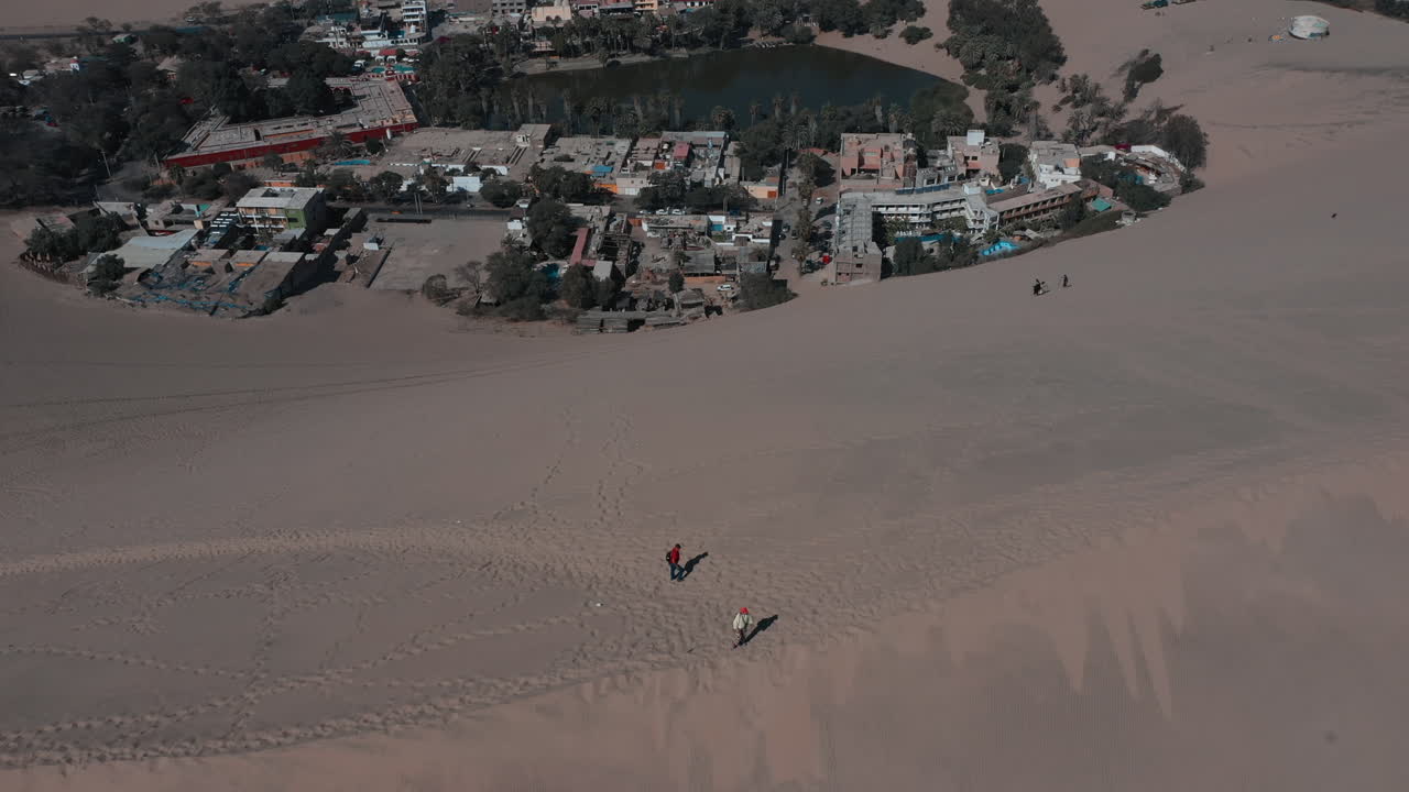 huacachina, 페루, 사막, 드론 공중