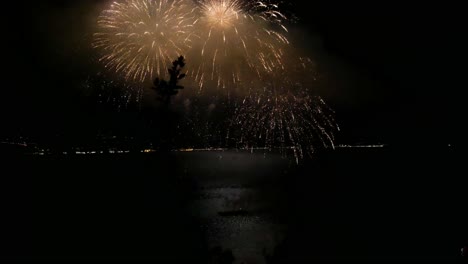 huge firework show on the sea