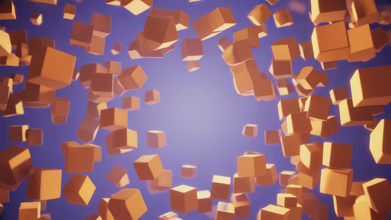 Floating Orange Cubes on a Blue Background