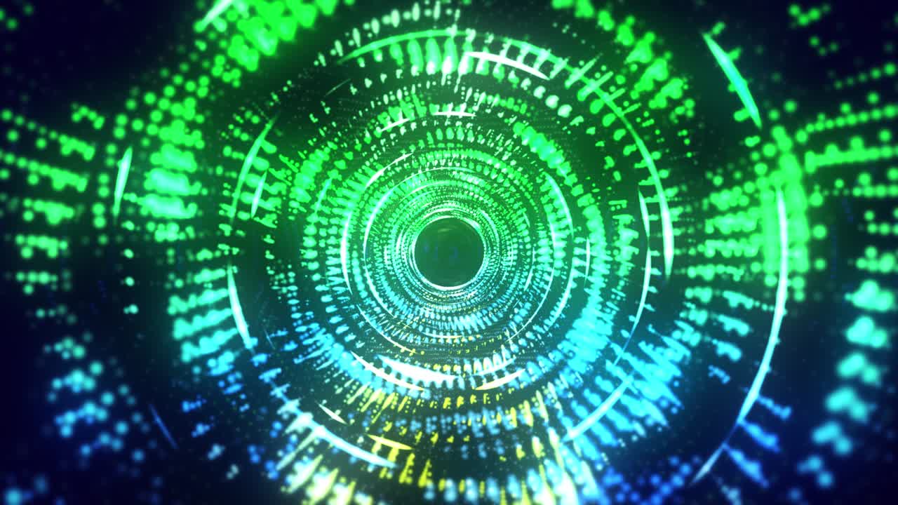 Flying Through Moving Particles - Tunnel, Spiral, Abstract Background – Colored stock video