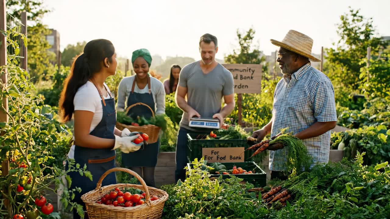 Volunteers at a Community Food Bank Garden