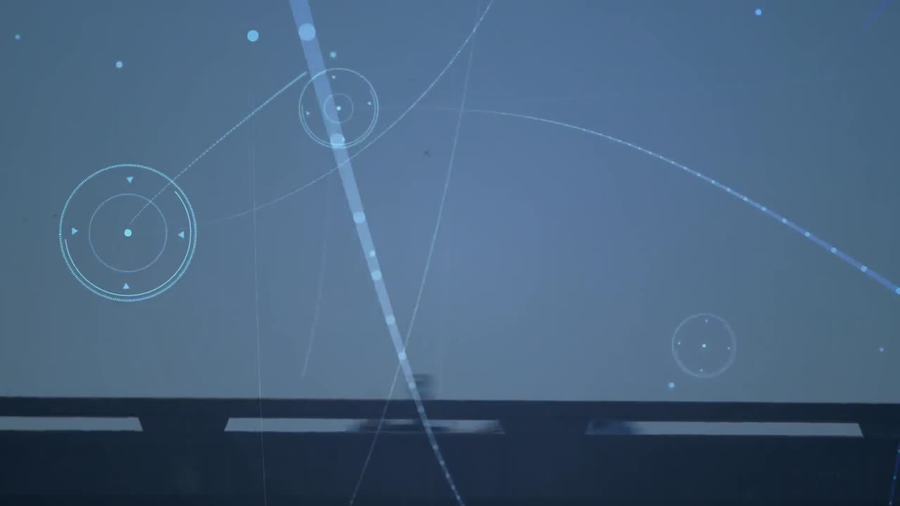 Animation of network of connections with cars on the road on blue back ground