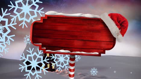 Animation-of-north-pole-sign-with-copy-space-in-winter-scenery