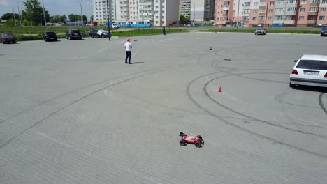 road race for radio controlled car. vinnitsa, ukraine - may 2017: europe day, participants in the competition for racing radio-controlled cars