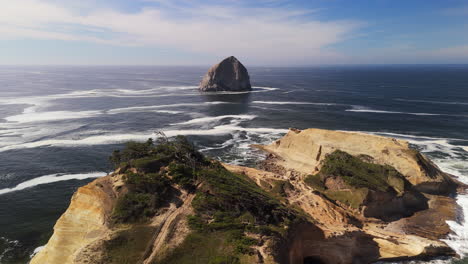 dramatic coastline of oregon with haystack rock