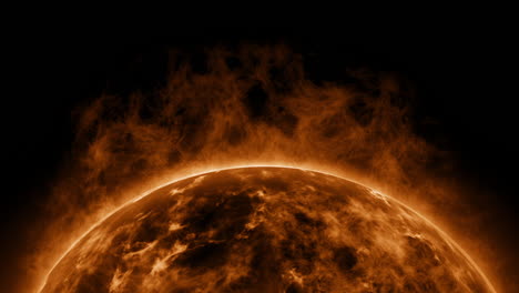 cgi composite of the sun in space, burning hydrogen and helium, giving off solar flares