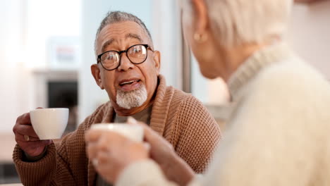 Tea-party,-friends-and-conversation-with-a-senior