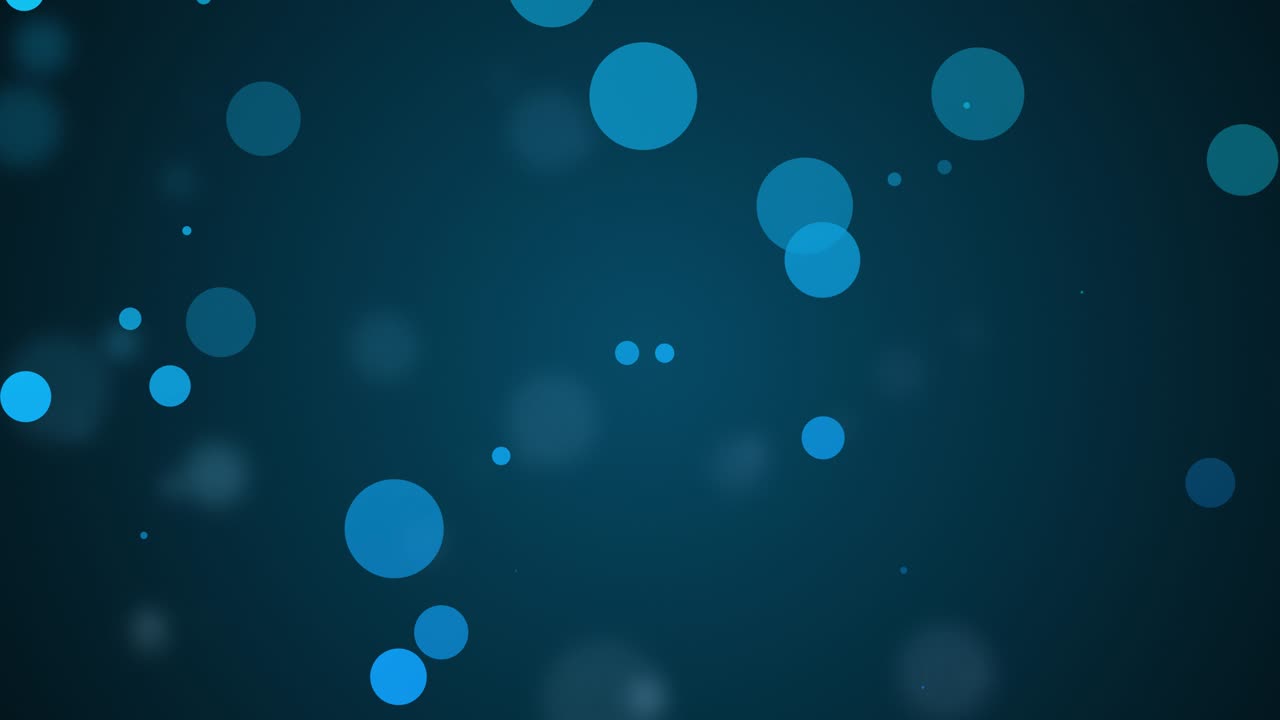blue motion background, bubbles on dark wallpaper, particles appear and disappear