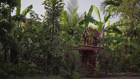 cambodian spirit house in the country side