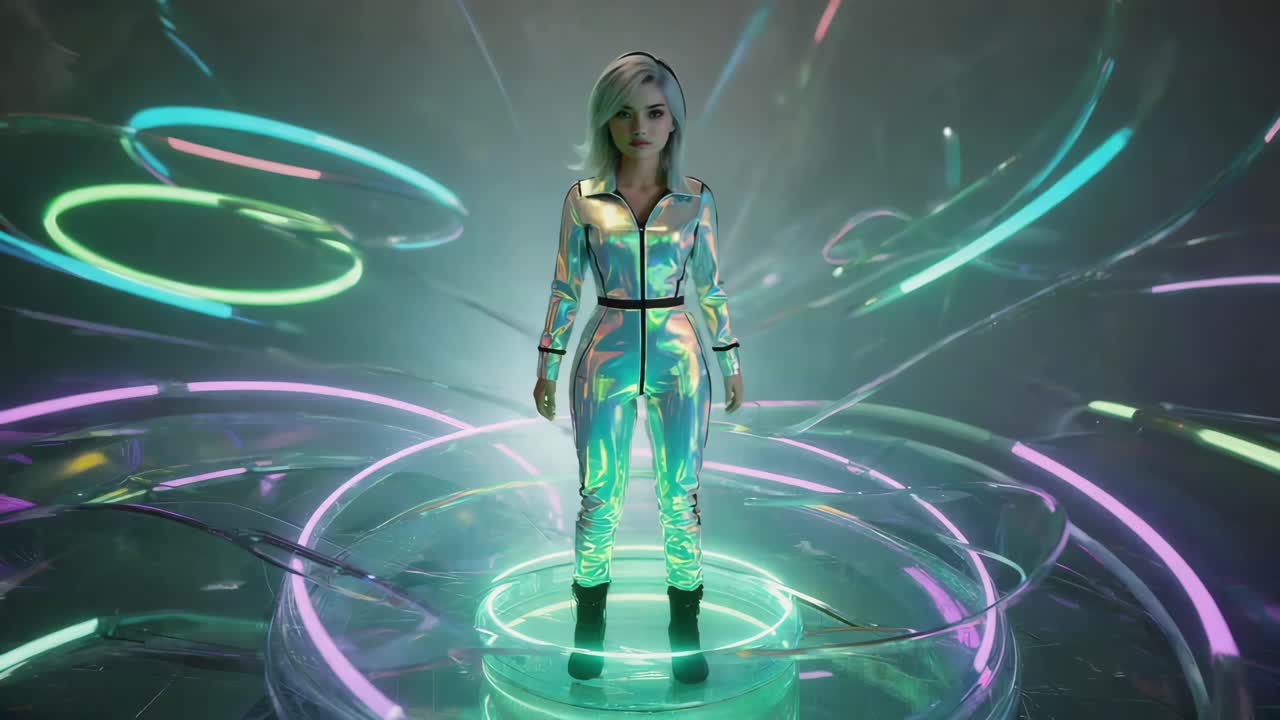Futuristic Woman in Neon Lights
