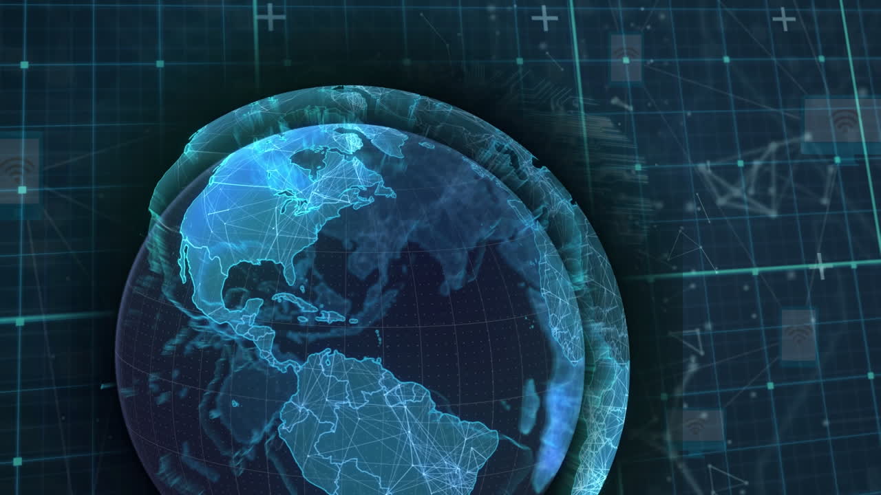 Animation of data processing over globe