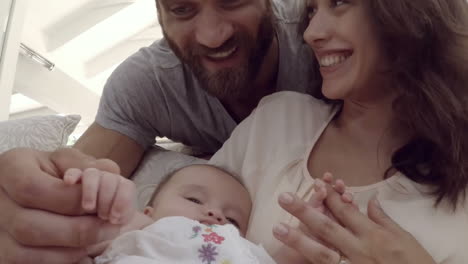 happy couple with baby