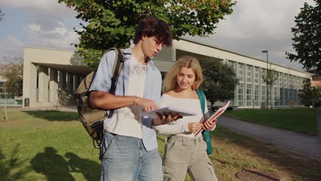 Students studying together on campus