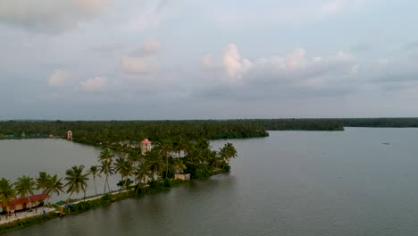 beautiful aerial shot of a backwater tourism center,vembanad lake