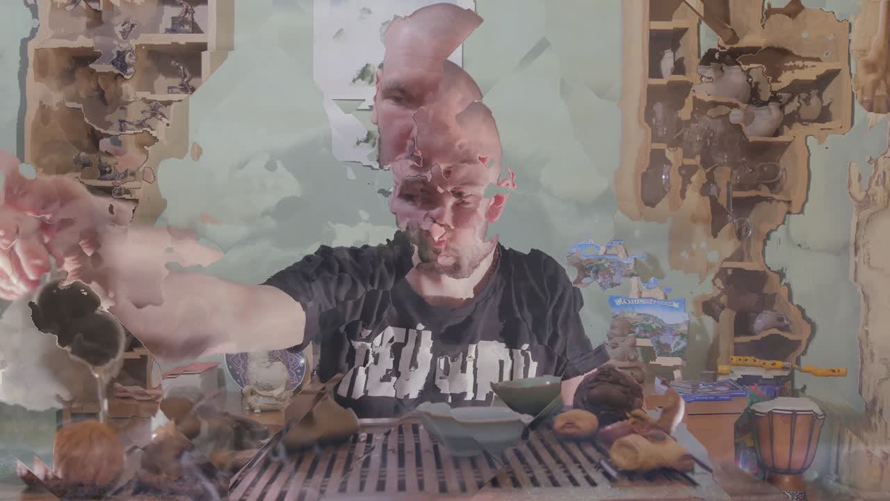 장식적 인 나무 불꽃 에서 향 을 태우는 것