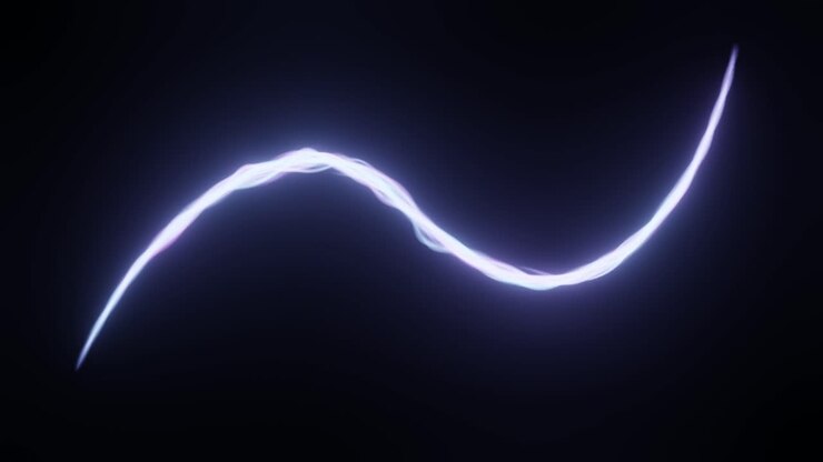 Sci-fi curved light beam glowing on a black background