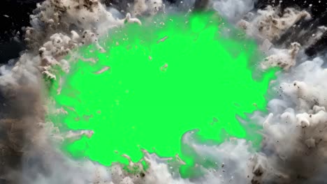 vibrant explosion with smoke frame animation, transparent 4k video, green screen