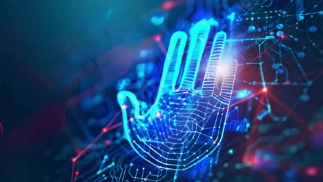 abstract digital hand with network connections